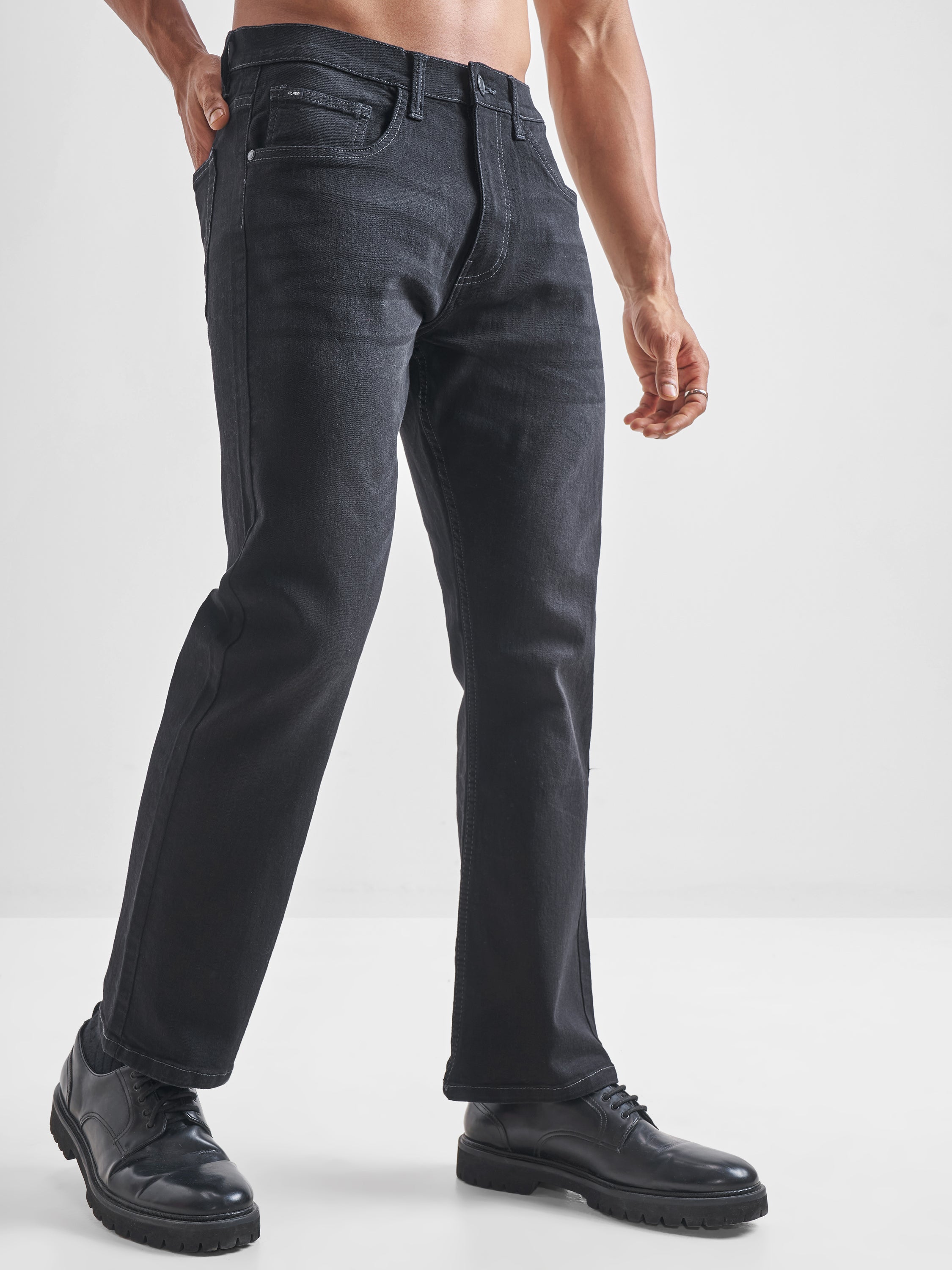 Purple By Highlander Men Grey Straight Fit Stretchable Jeans - Grey - Image 6