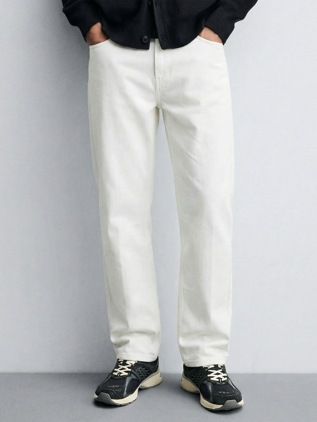 Purple By Highlander Men White Loose Fit Stretchable Jeans - White - Image 1