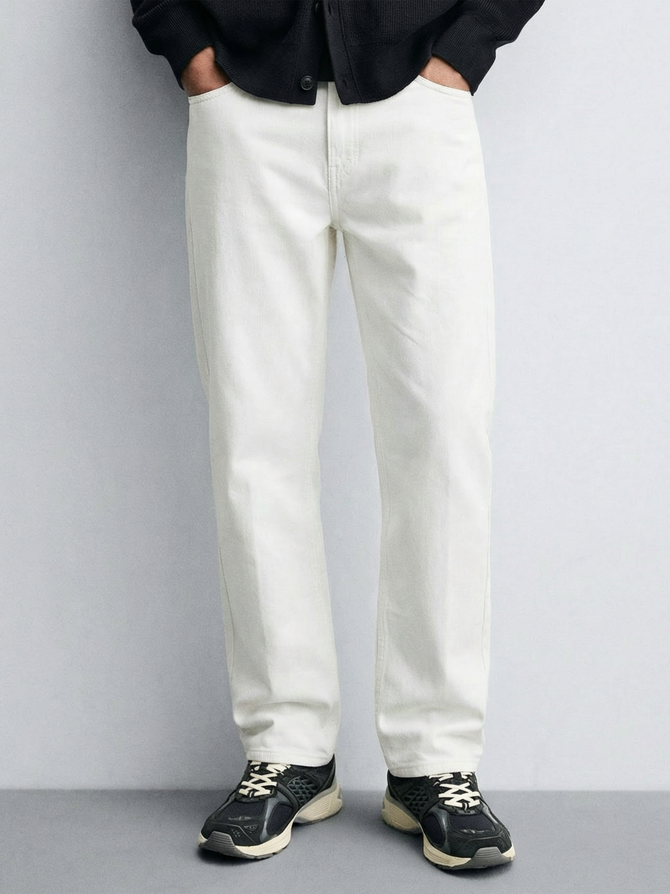 Purple By Highlander Men White Loose Fit Stretchable Jeans - White - Image 1