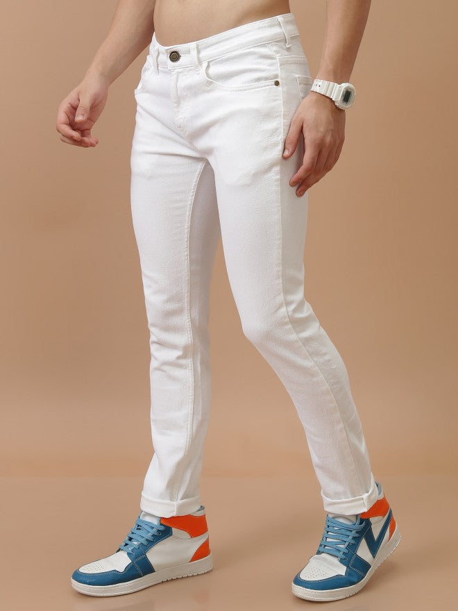 Highlander Men White Skinny Fit Stretchable Jeans - White - Image 4