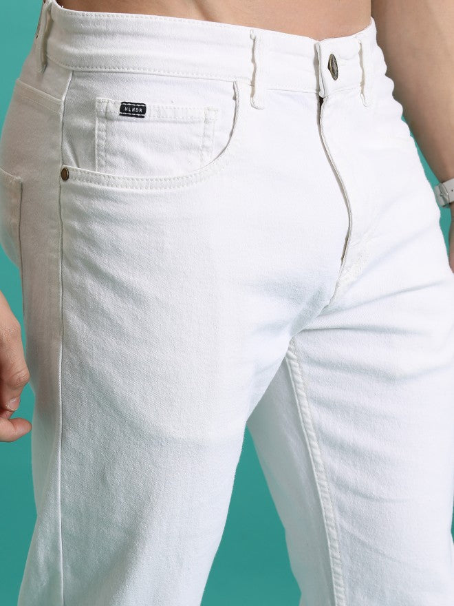Purple By Highlander Men White Tapered Fit Stretchable Jeans - White - Image 5