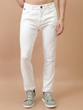 Purple By Highlander Men White Tapered Fit Stretchable Jeans - White - Image 1