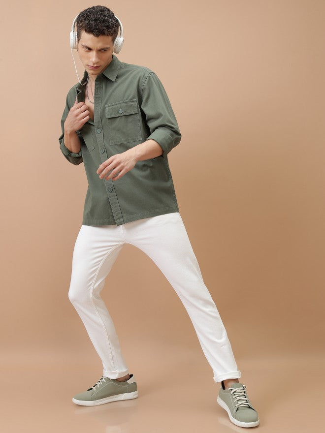 Purple By Highlander Men White Tapered Fit Stretchable Jeans - White - Image 2