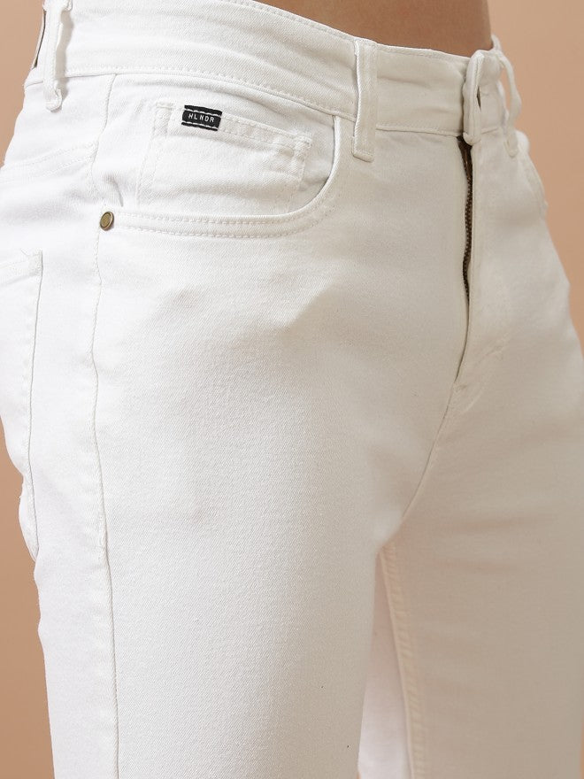 Purple By Highlander Men White Tapered Fit Stretchable Jeans - White - Image 5