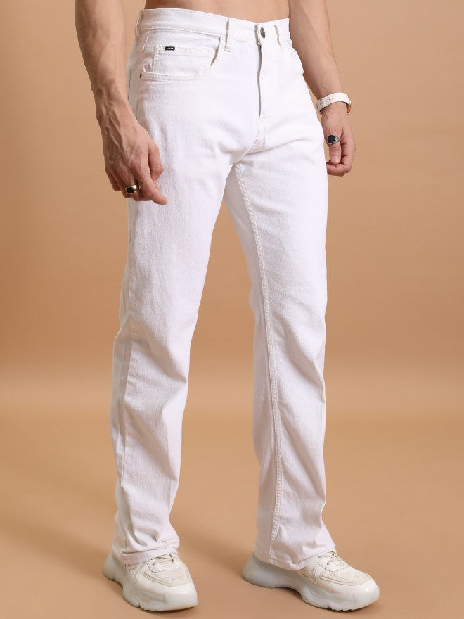 Purple By Highlander Men White Bootcut Stretchable Jeans - White - Image 6