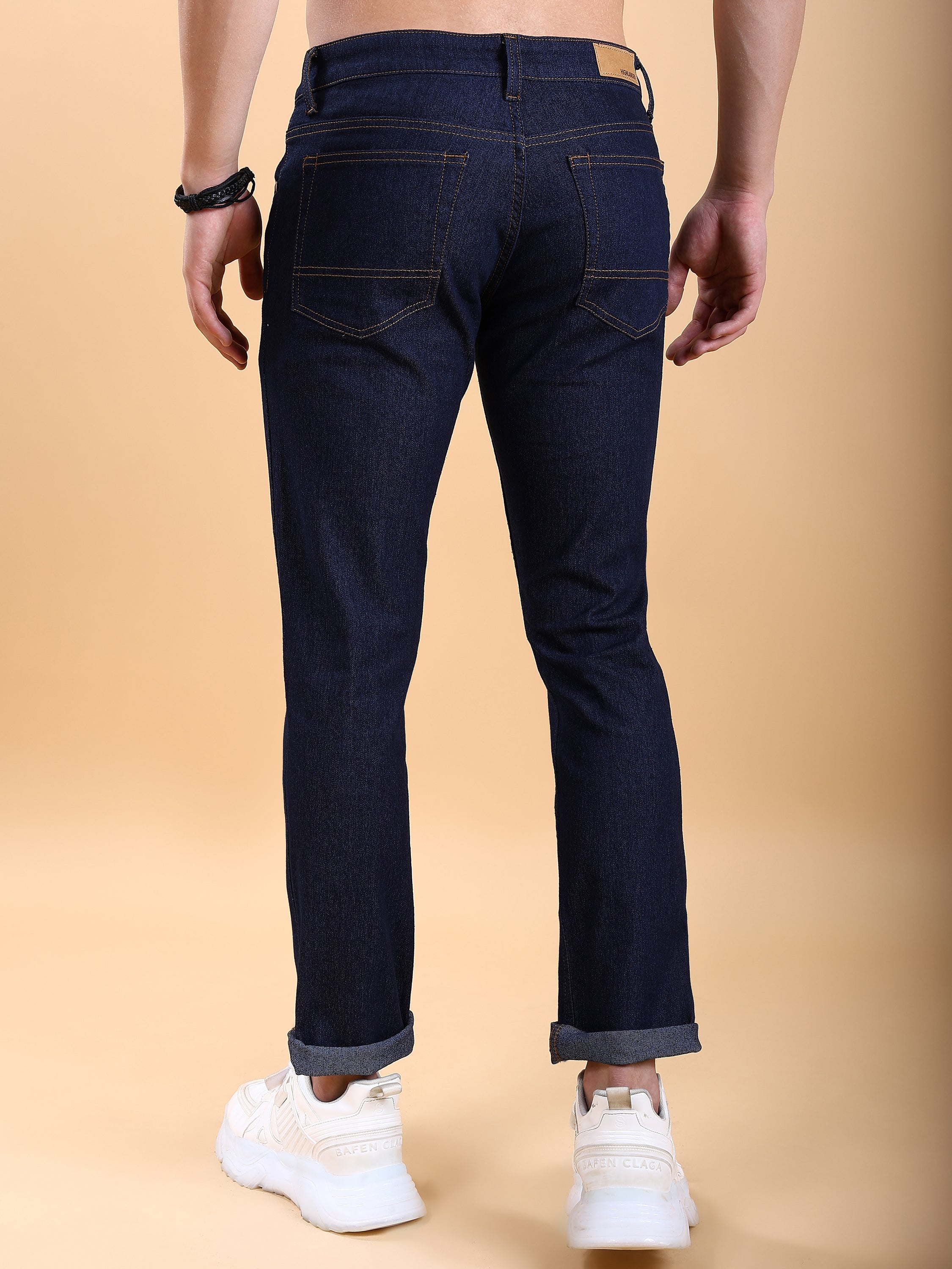 Purple By Highlander Men Blue Tapered Fit Stretchable Jeans - Blue - Image 3