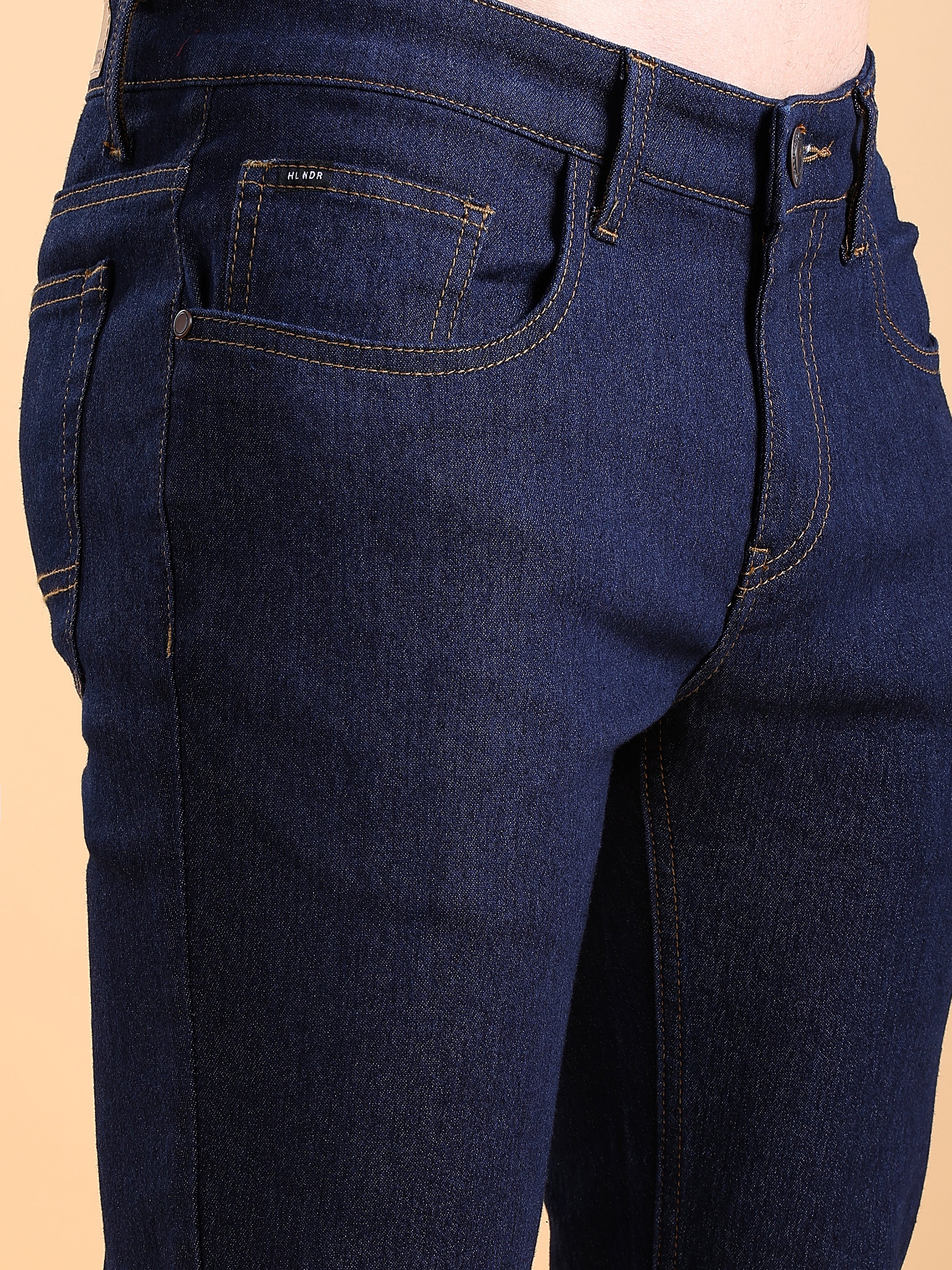 Purple By Highlander Men Blue Tapered Fit Stretchable Jeans - Blue - Image 5
