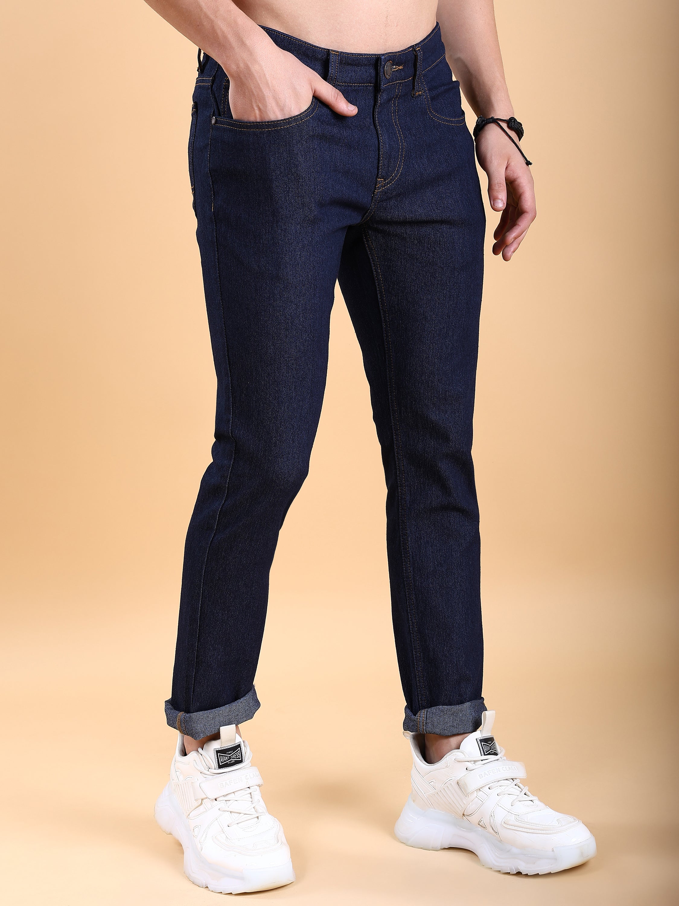 Purple By Highlander Men Blue Tapered Fit Stretchable Jeans - Blue - Image 6