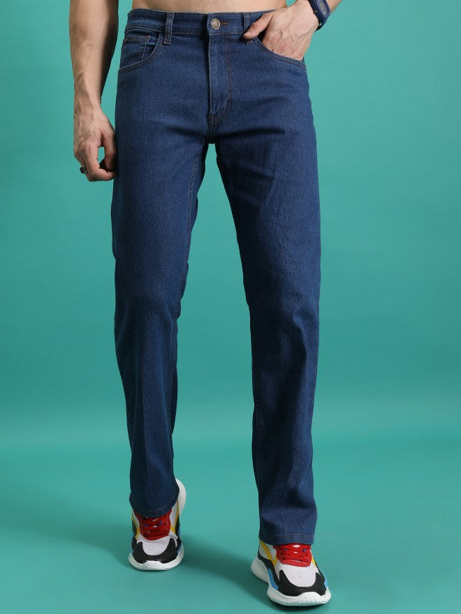 Highlander Men Blue Straight Fit Stretchable Jeans - Blue - Image 1