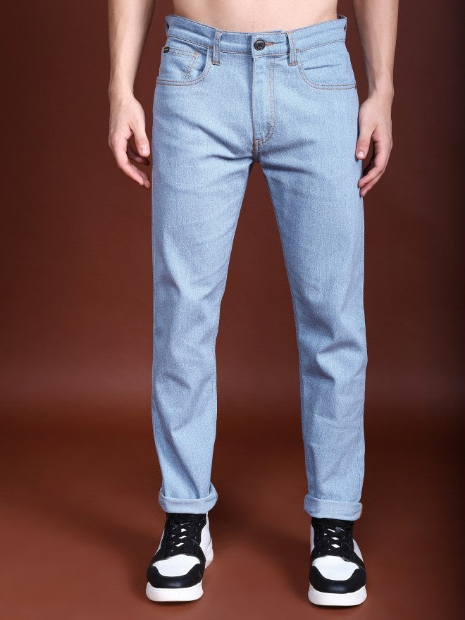 Highlander Men Light Blue Tapered Fit Stretchable Jeans - Blue - Image 1
