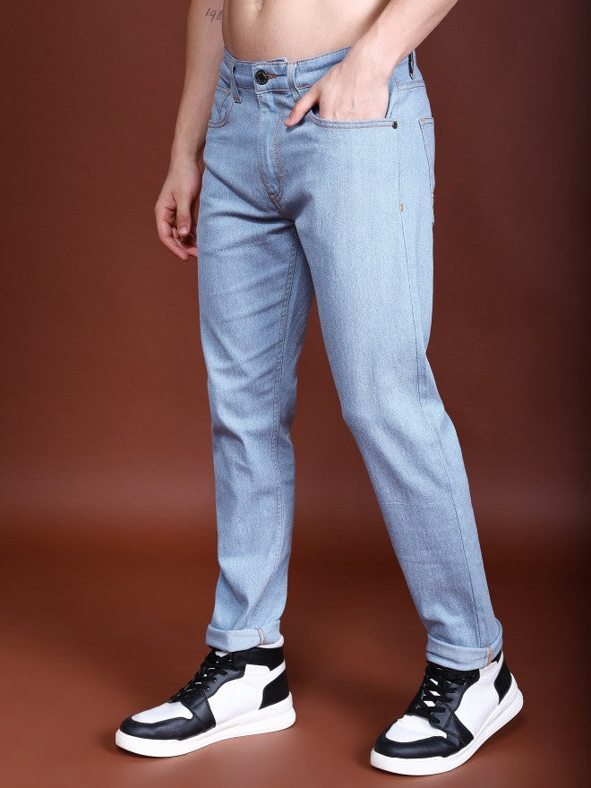 Highlander Men Light Blue Tapered Fit Stretchable Jeans - Blue - Image 4