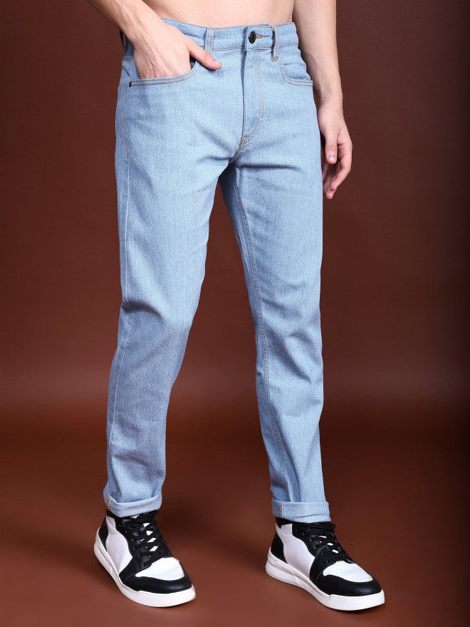 Highlander Men Light Blue Tapered Fit Stretchable Jeans - Blue - Image 6