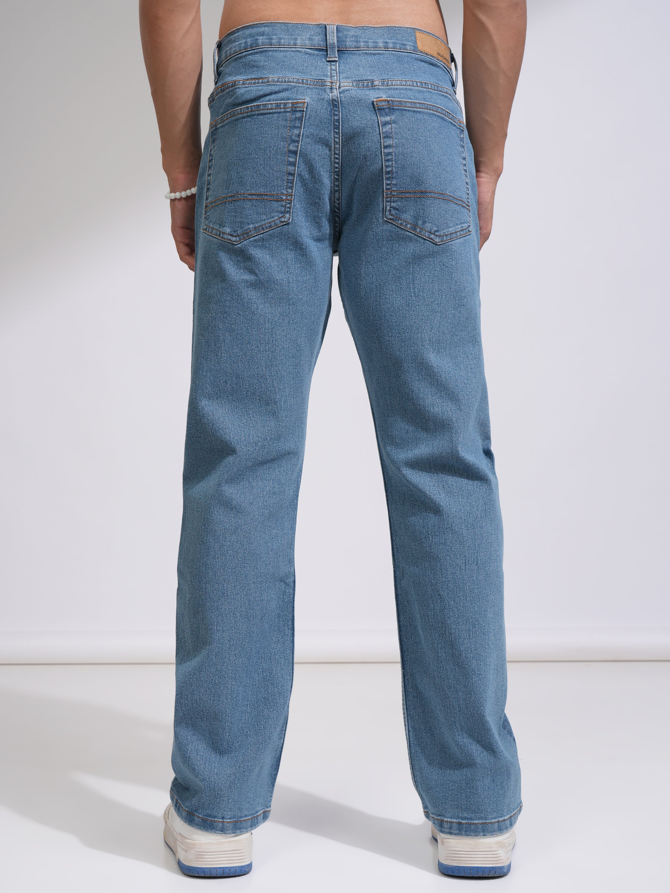 Purple By Highlander Men Blue Bootcut Stretchable Jeans - Blue - Image 3