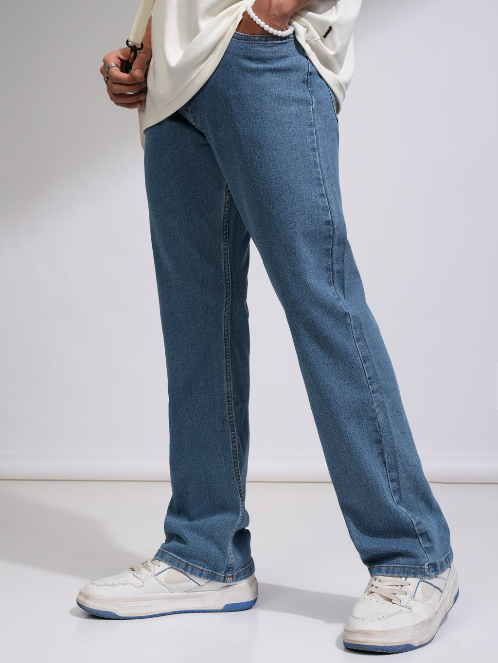 Purple By Highlander Men Blue Bootcut Stretchable Jeans - Blue - Image 4