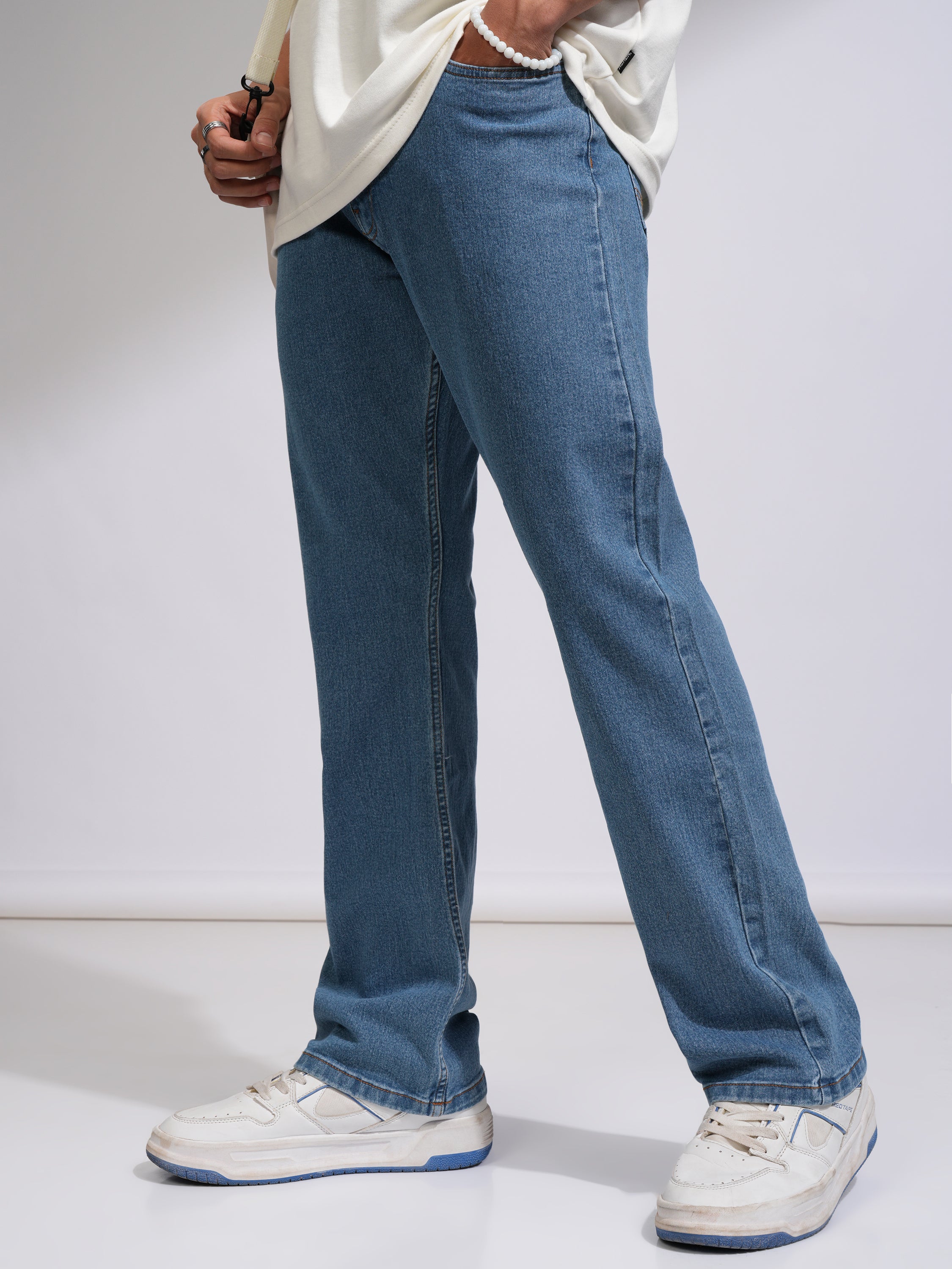 Purple By Highlander Men Blue Bootcut Stretchable Jeans - Blue - Image 4