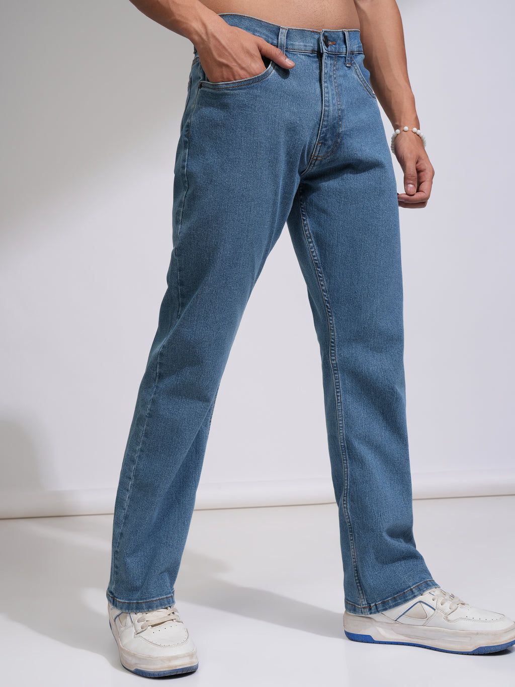 Purple By Highlander Men Blue Bootcut Stretchable Jeans - Blue - Image 6