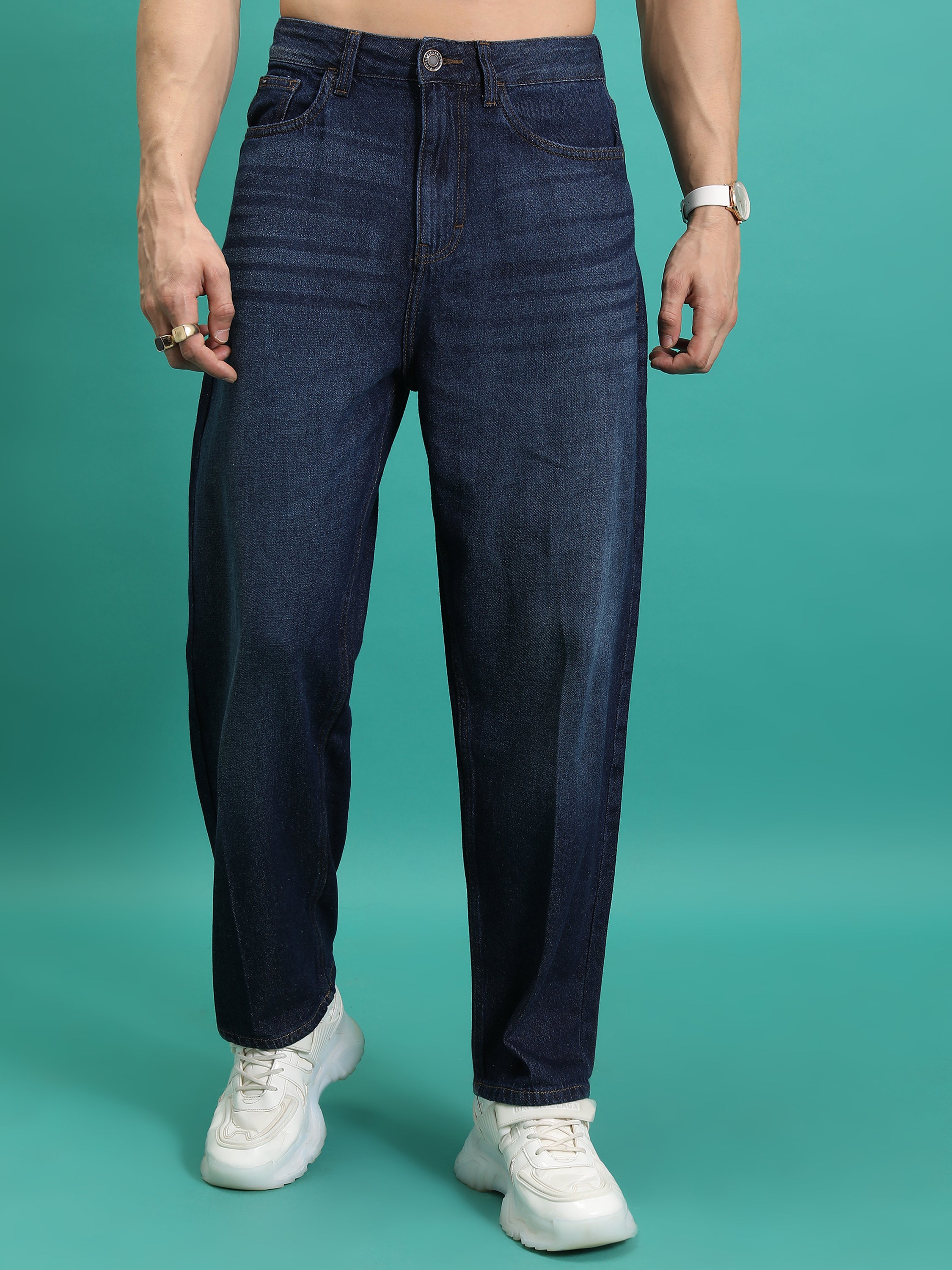 Purple By Highlander Men Blue Relaxed Fit Jeans - Blue - Image 1
