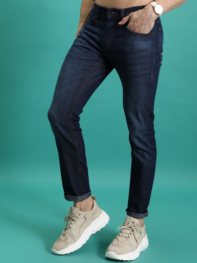 Purple By Highlander Men Blue Tapered Fit Stretchable Jeans - Blue - Image 4