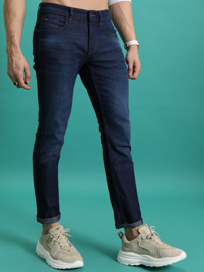 Purple By Highlander Men Blue Tapered Fit Stretchable Jeans - Blue - Image 6
