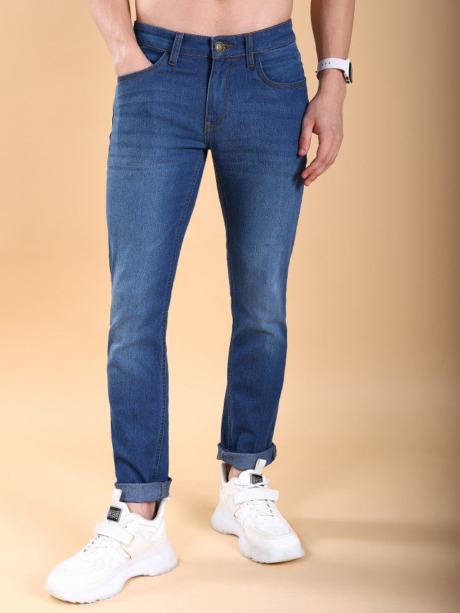 Highlander Men Blue Tapered Fit Stretchable Jeans - Blue - Image 1