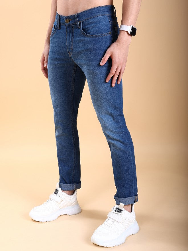 Highlander Men Blue Tapered Fit Stretchable Jeans - Blue - Image 4