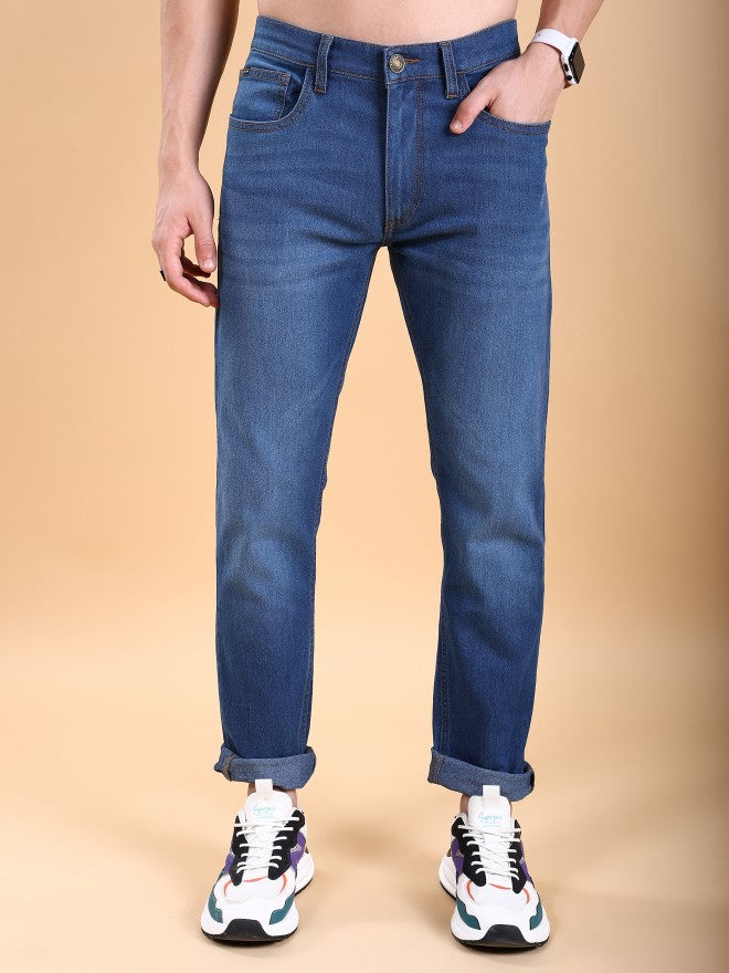 Highlander Men Blue Tapered Fit Stretchable Jeans - Blue - Image 1