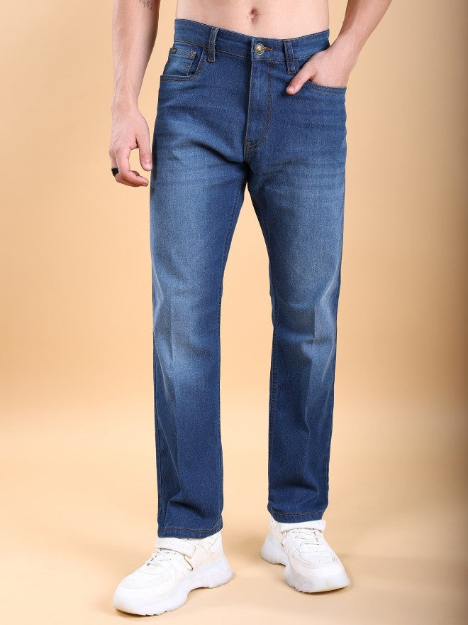 Highlander Men Blue Straight Fit Stretchable Jeans - Blue - Image 1