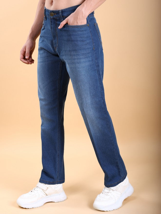 Highlander Men Blue Straight Fit Stretchable Jeans - Blue - Image 4