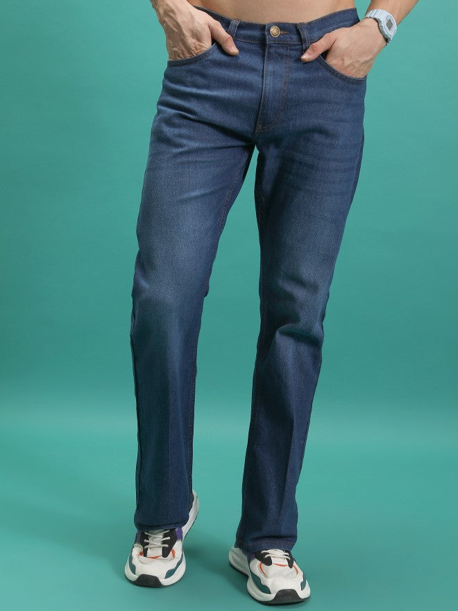 Purple By Highlander Men Blue Straight Fit Stretchable Jeans - Blue - Image 1
