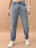 Purple By Highlander Men Blue Relaxed Fit Highly Distressed Jeans - Blue - Image 1