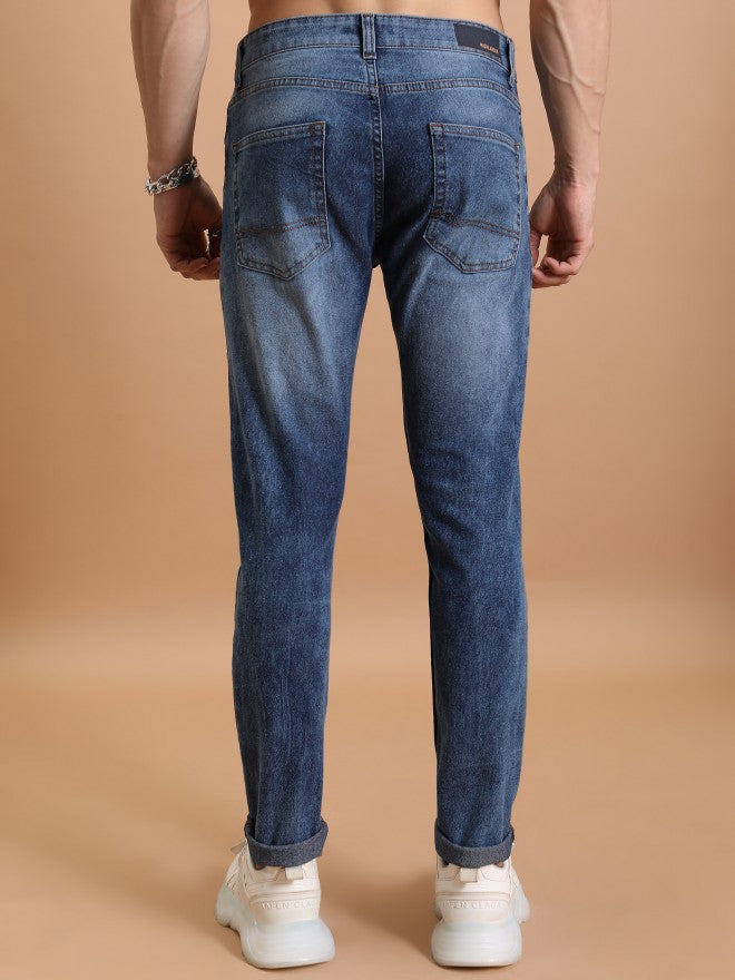 Highlander Men Light Blue Tapered Fit Highly Distressed Stretchable Jeans - Blue - Image 3