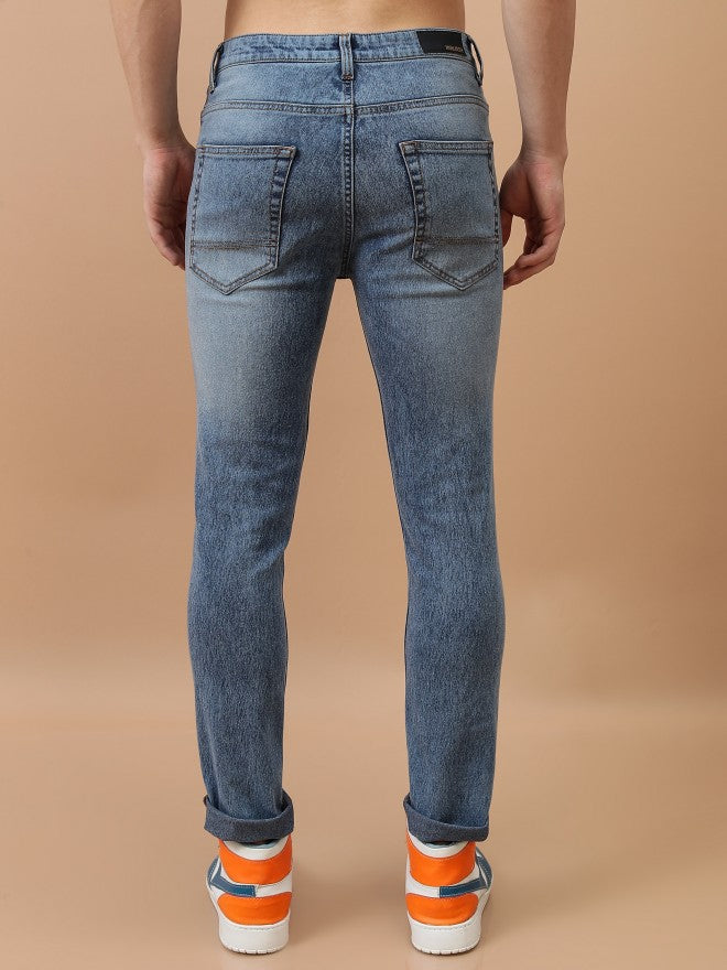Highlander Men Light Blue Tapered Fit Highly Distressed Stretchable Jeans - Blue - Image 3
