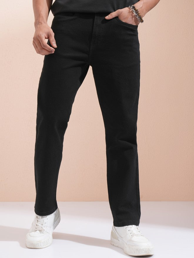 Highlander Men Black Straight Fit Stretchable Jeans - Black - Image 4