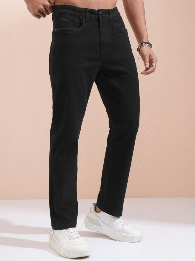 Highlander Men Black Straight Fit Stretchable Jeans - Black - Image 6
