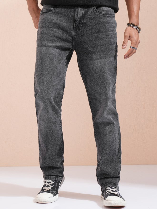 Highlander Men Charcoal Straight Fit Stretchable Jeans - Charcoal - Image 1