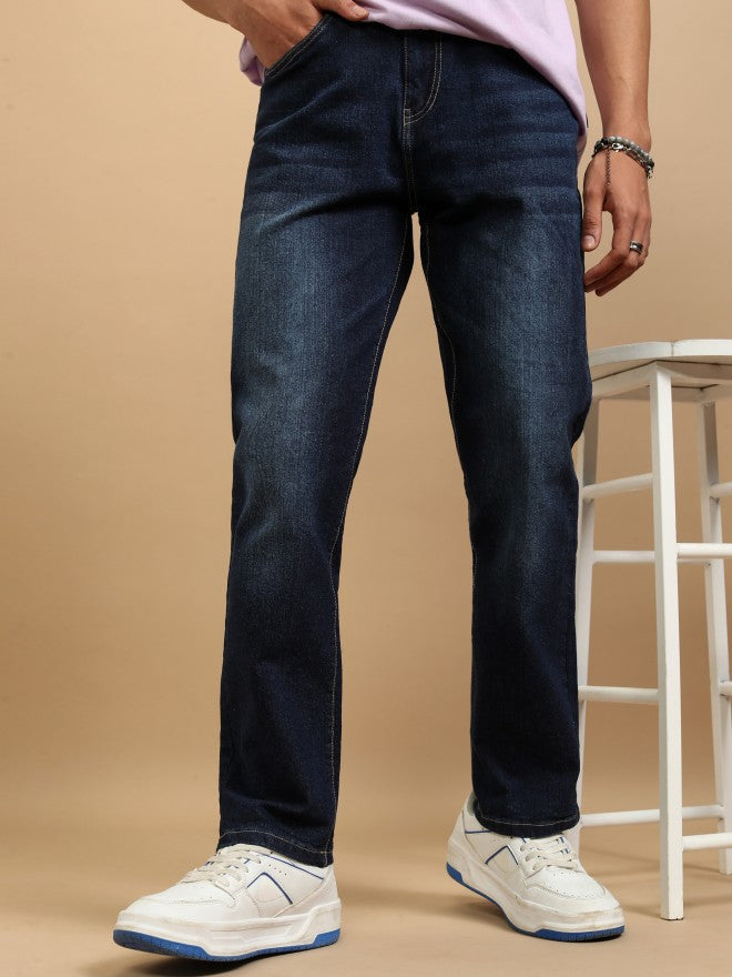 Purple By Highlander Men Blue Straight Fit Stretchable Jeans - Blue - Image 1