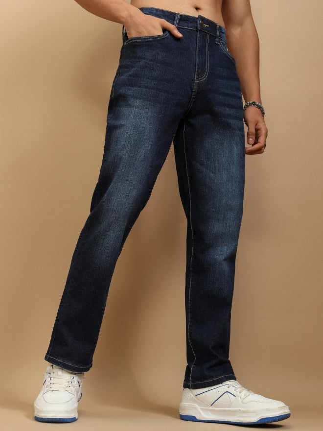 Purple By Highlander Men Blue Straight Fit Stretchable Jeans - Blue - Image 6