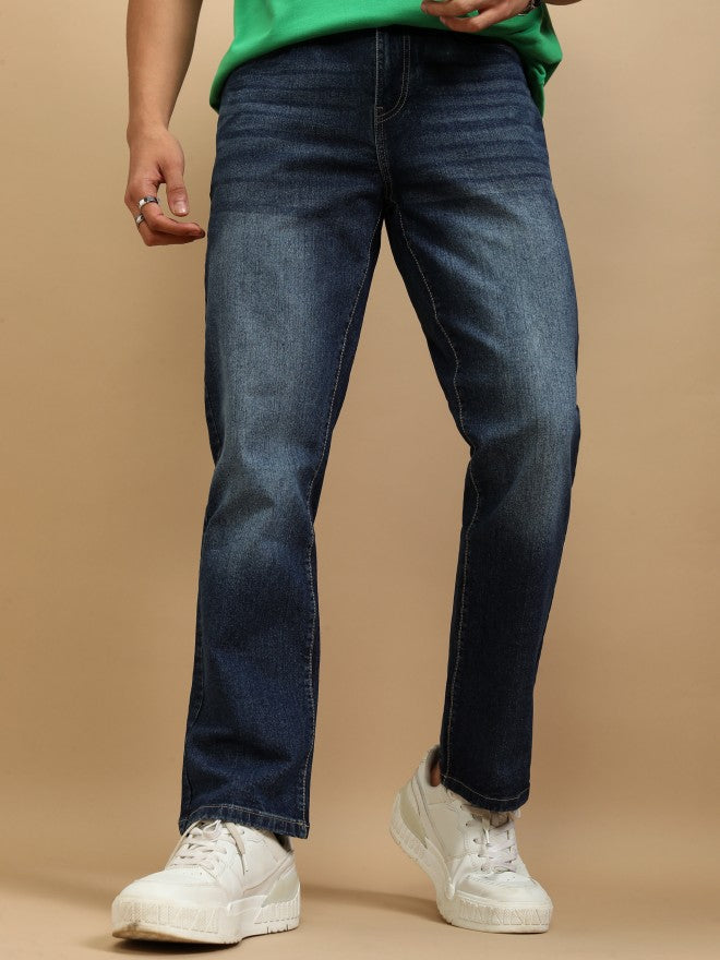 Highlander Men Blue Straight Fit Stretchable Jeans - Blue - Image 1