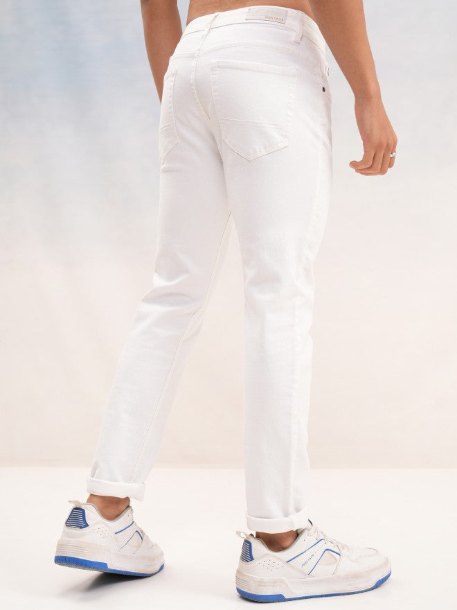 Highlander Men White Slim Fit Stretchable Jeans - White - Image 3