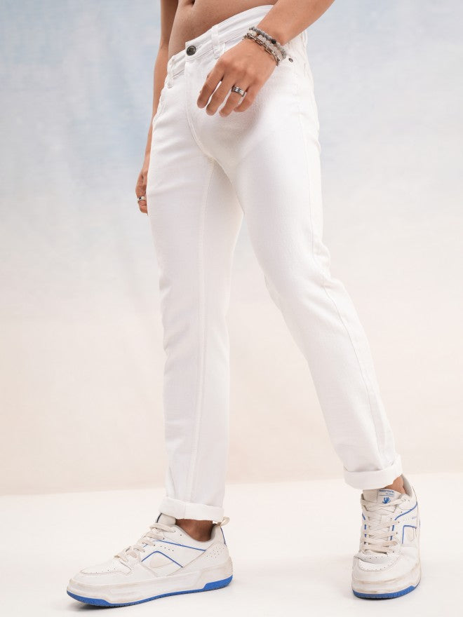 Highlander Men White Slim Fit Stretchable Jeans - White - Image 4