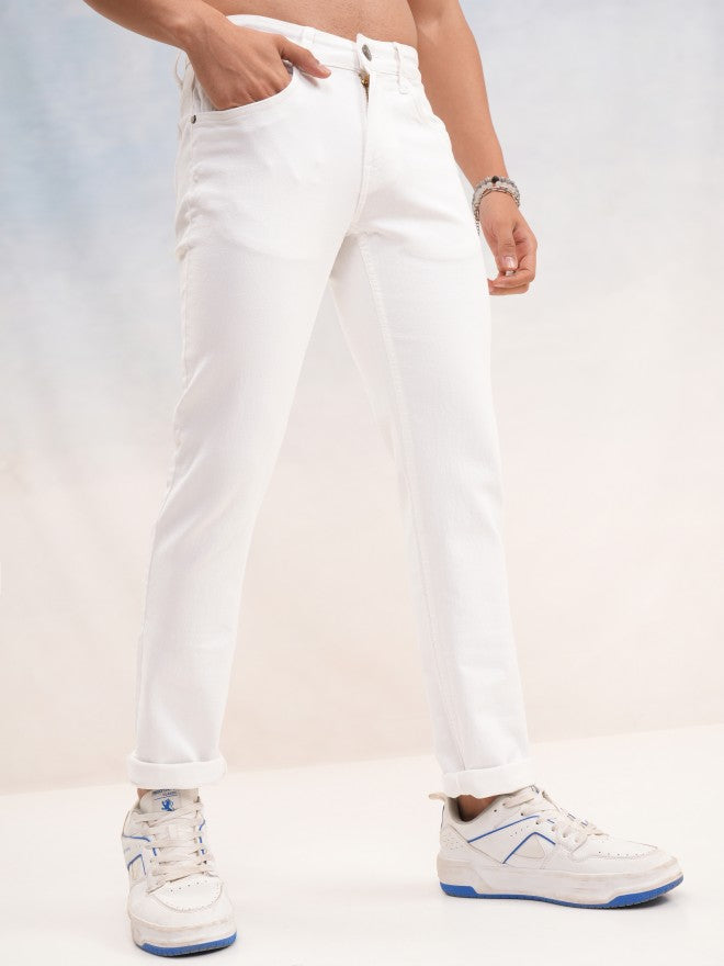 Highlander Men White Slim Fit Stretchable Jeans - White - Image 6