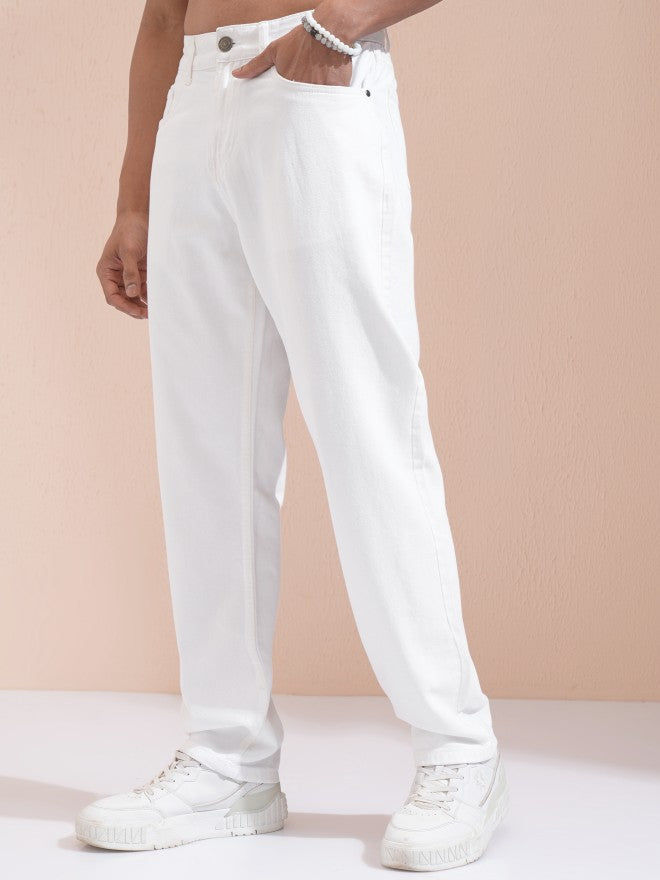 Highlander Men White Relaxed Fit Jeans - White - Image 4