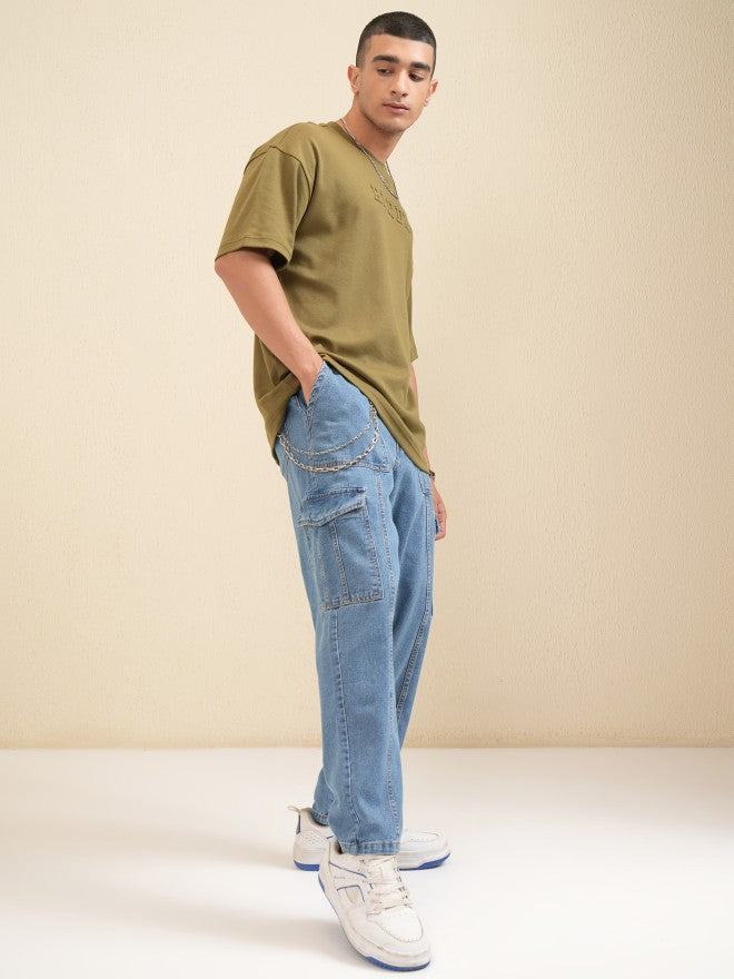 Highlander Men Blue Baggy Tapered Jeans - Blue - Image 2