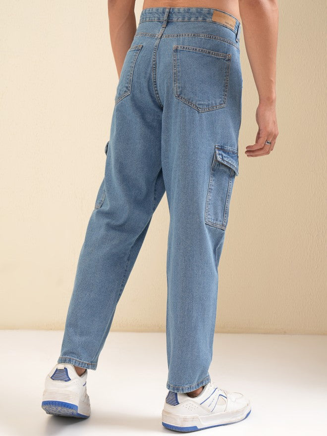 Highlander Men Blue Baggy Tapered Jeans - Blue - Image 3