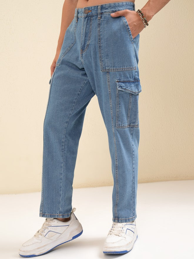 Highlander Men Blue Baggy Tapered Jeans - Blue - Image 4