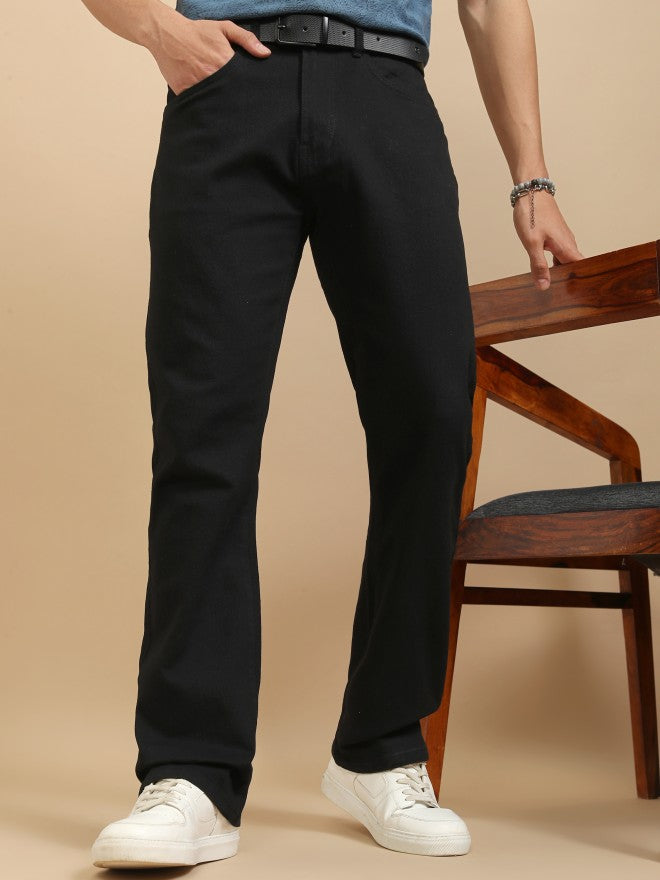 Highlander Men Black Bootcut Jeans - Black - Image 1