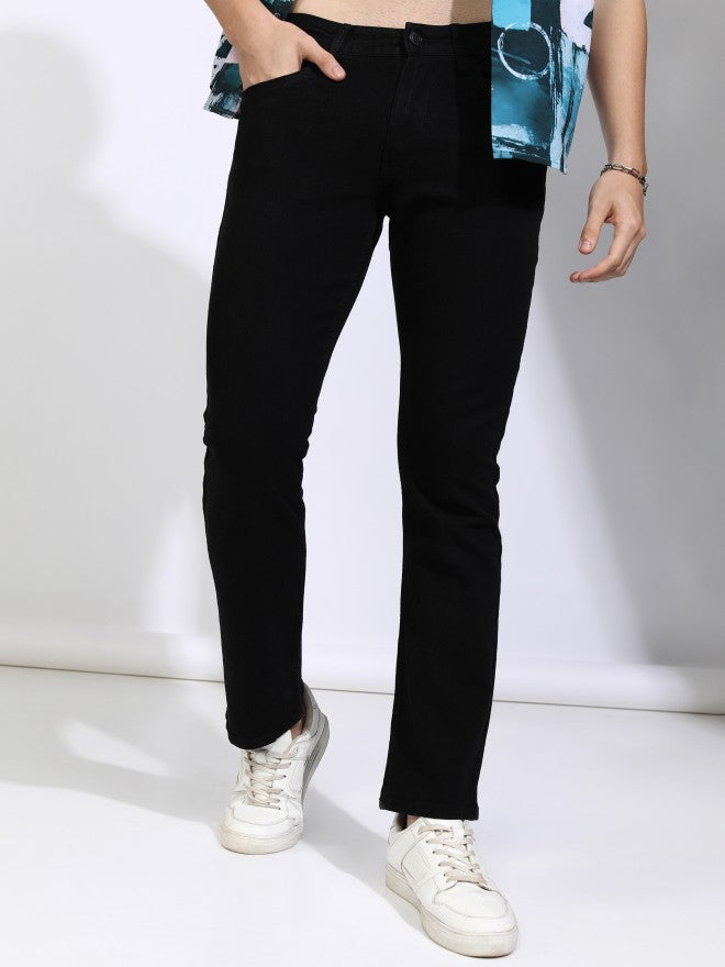 Highlander Men Black Straight Fit Stretchable Jeans - Black - Image 1