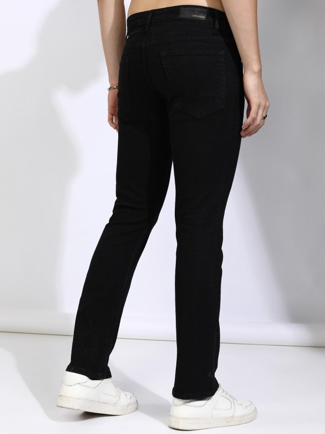 Highlander Men Black Straight Fit Stretchable Jeans - Black - Image 3