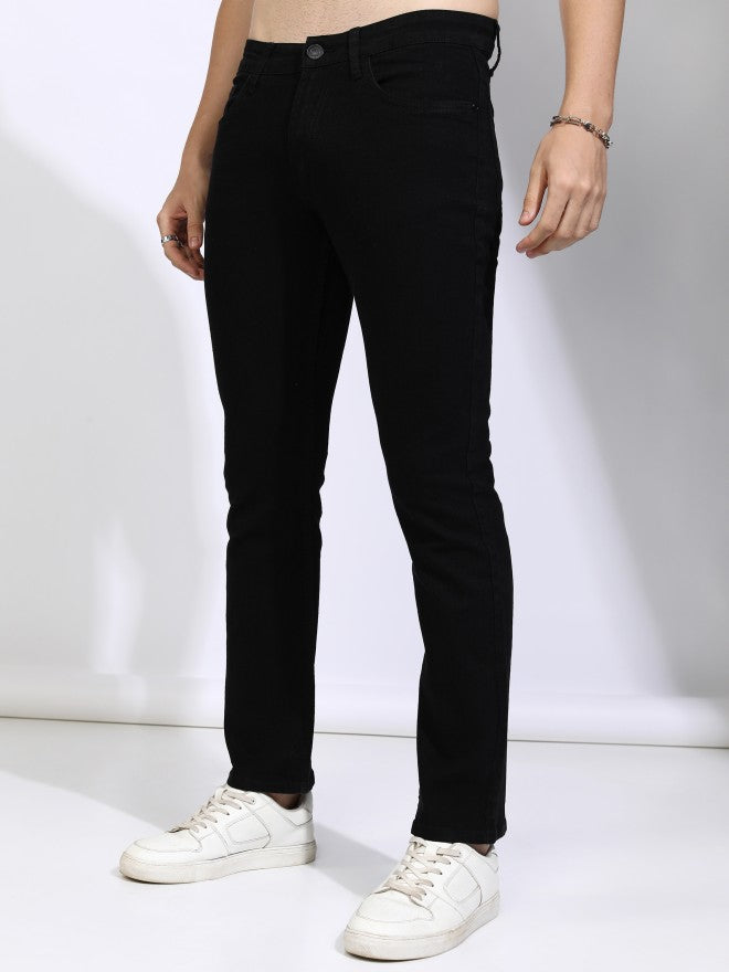Highlander Men Black Straight Fit Stretchable Jeans - Black - Image 4