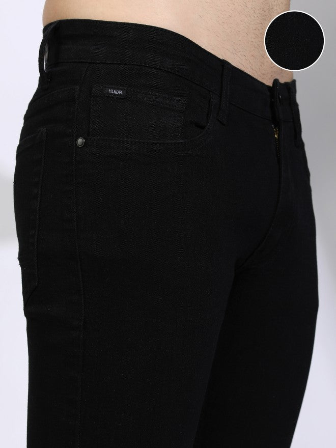 Highlander Men Black Straight Fit Stretchable Jeans - Black - Image 5